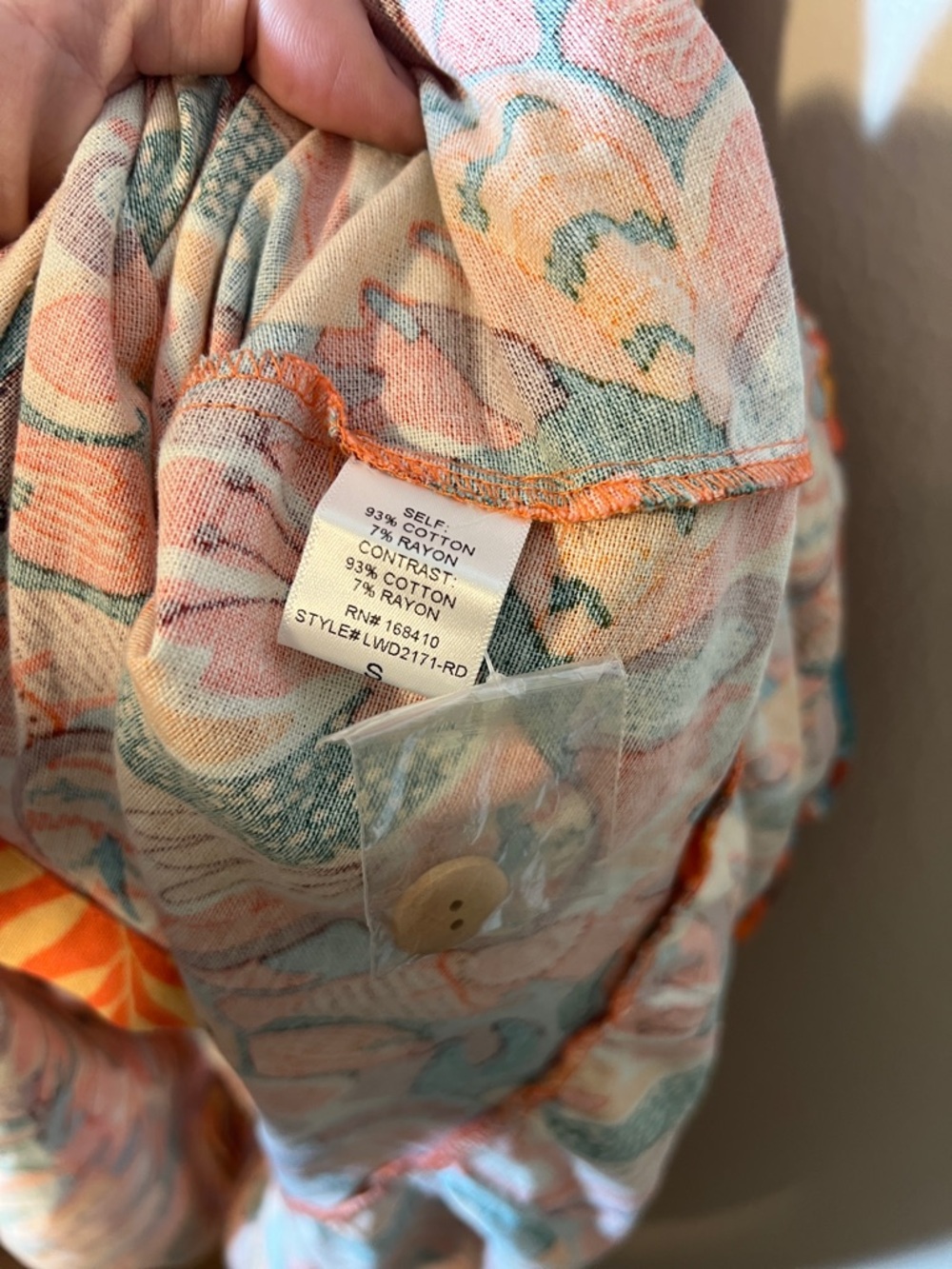Aura Coral Aqua Multi-Print Off-Shoulder Puff Sleeve Maxi Linen Dress Tie S M - Picture 6 of 7